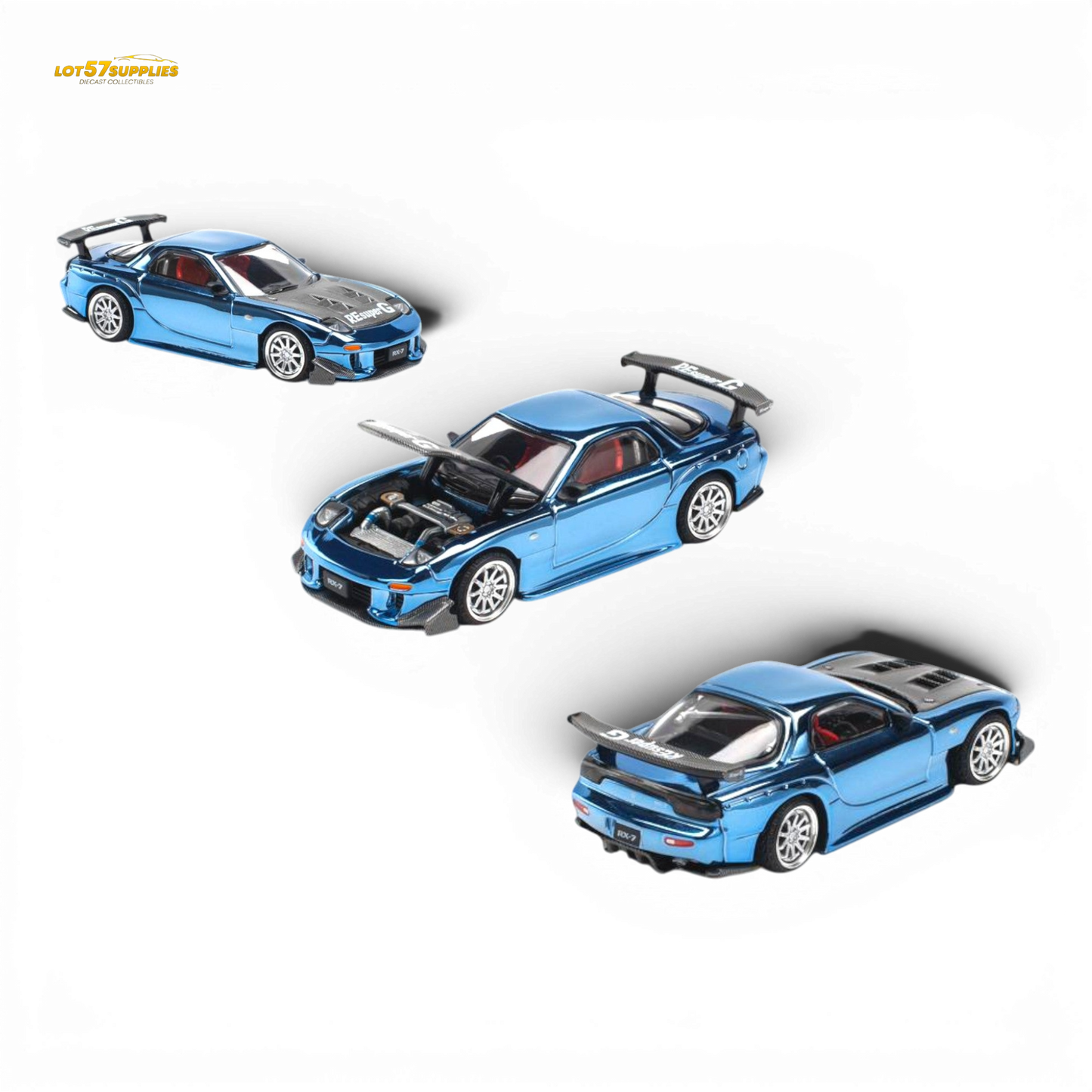 Pop Race Mazda RX-7 Re-Amemiya Blue Chrome 1:64