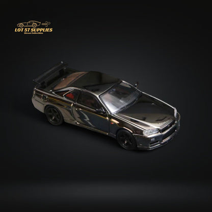 Street Weapon Skyline GTR R34 V-SPEC-II Chrome Plated Limited to 599 Pcs 1:64