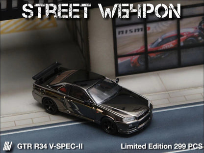 Street Weapon Skyline GTR R34 V-SPEC-II Chrome Plated Limited to 599 Pcs 1:64