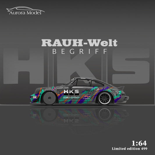 Aurora Model Porsche 964 RWB HKS Livery Ducktail 1:64