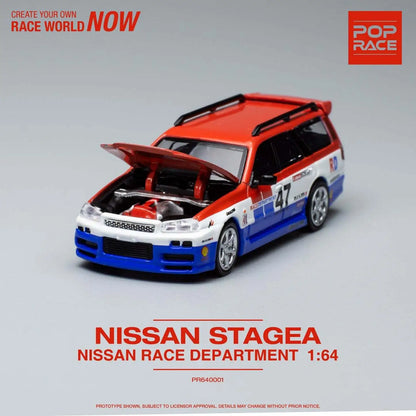 Pop Race x XCARTOYS Nissan Stagea R34 GTR BRE Race Department 1:64 PR6400S7-01